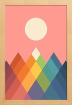 JUNIQE - Poster in houten lijst Rainbow Peak -30x45 /Kleurrijk