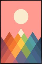 JUNIQE - Poster in kunststof lijst Rainbow Peak -30x45 /Kleurrijk