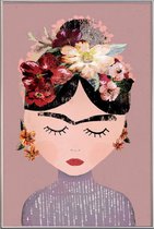 JUNIQE - Poster met kunststof lijst Frida Pastell -13x18 /Paars & Roze