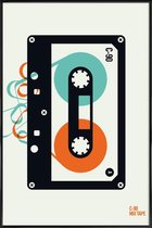 JUNIQE - Poster in kunststof lijst Mixtape -30x45 /Oranje & Turkoois