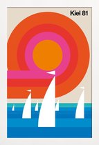 JUNIQE - Poster met houten lijst Vintage Kiel 81 -13x18 /Kleurrijk