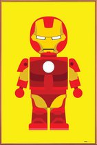 JUNIQE - Poster met kunststof lijst Iron Man Toy -13x18 /Geel & Rood