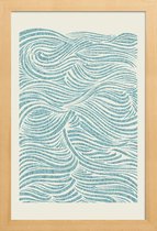 JUNIQE - Poster met houten lijst Riptide -13x18 /Blauw & Ivoor