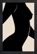 JUNIQE - Poster in houten lijst Silhouette II -20x30 /Grijs & Ivoor