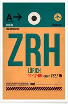 JUNIQE - Poster Zurich -30x45 /Groen & Oranje
