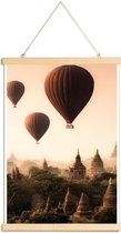 JUNIQE - Posterhanger Hot Air Balloons in Bagan -40x60 /Oranje