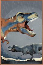 JUNIQE - Poster met kunststof lijst Tyrannosaurus Rex illustratie