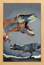 JUNIQE - Poster in houten lijst Tyrannosaurus Rex illustratie -30x45