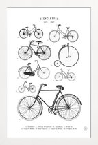 JUNIQE - Poster in houten lijst Bicyclettes -30x45 /Wit & Zwart