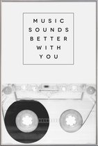 JUNIQE - Poster met kunststof lijst Music Sounds Better With You