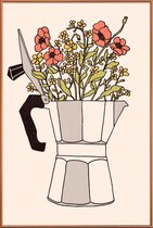 JUNIQE - Poster met kunststof lijst Moka Flowers Colors -13x18 /Grijs