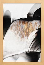 JUNIQE - Poster met houten lijst Black and Gold Veins -13x18 /Wit &