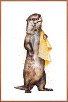 JUNIQE - Poster met kunststof lijst Otter illustratie -20x30 /Bruin &