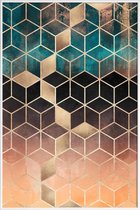 JUNIQE - Poster met kunststof lijst Ombre Dream Cubes -20x30 /Oranje &