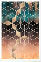 JUNIQE - Poster Ombre Dream Cubes -13x18 /Oranje & Roze