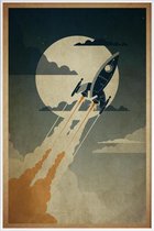 JUNIQE - Poster met kunststof lijst Night Launch -13x18 /Bruin & Grijs