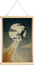 JUNIQE - Posterhanger Nacht lancering – Raket -30x45 /Bruin & Grijs