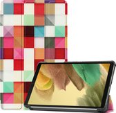 Hoes Geschikt voor Samsung Galaxy Tab A7 Lite Hoes Luxe Hoesje Book Case - Hoesje Geschikt voor Samsung Tab A7 Lite Hoes Cover - Blokken