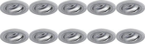 Spot Armatuur 10 Pack - Proma Alpin Pro - GU10 Inbouwspot - Rond - Zilver - Aluminium - Kantelbaar - Ø92mm