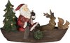 Clayre & Eef Beeld  Kerstman 22*10*13 cm Bruin Groen Kunststof Kerstdecoratie beeld decoratie  Decoratieve Accessoires