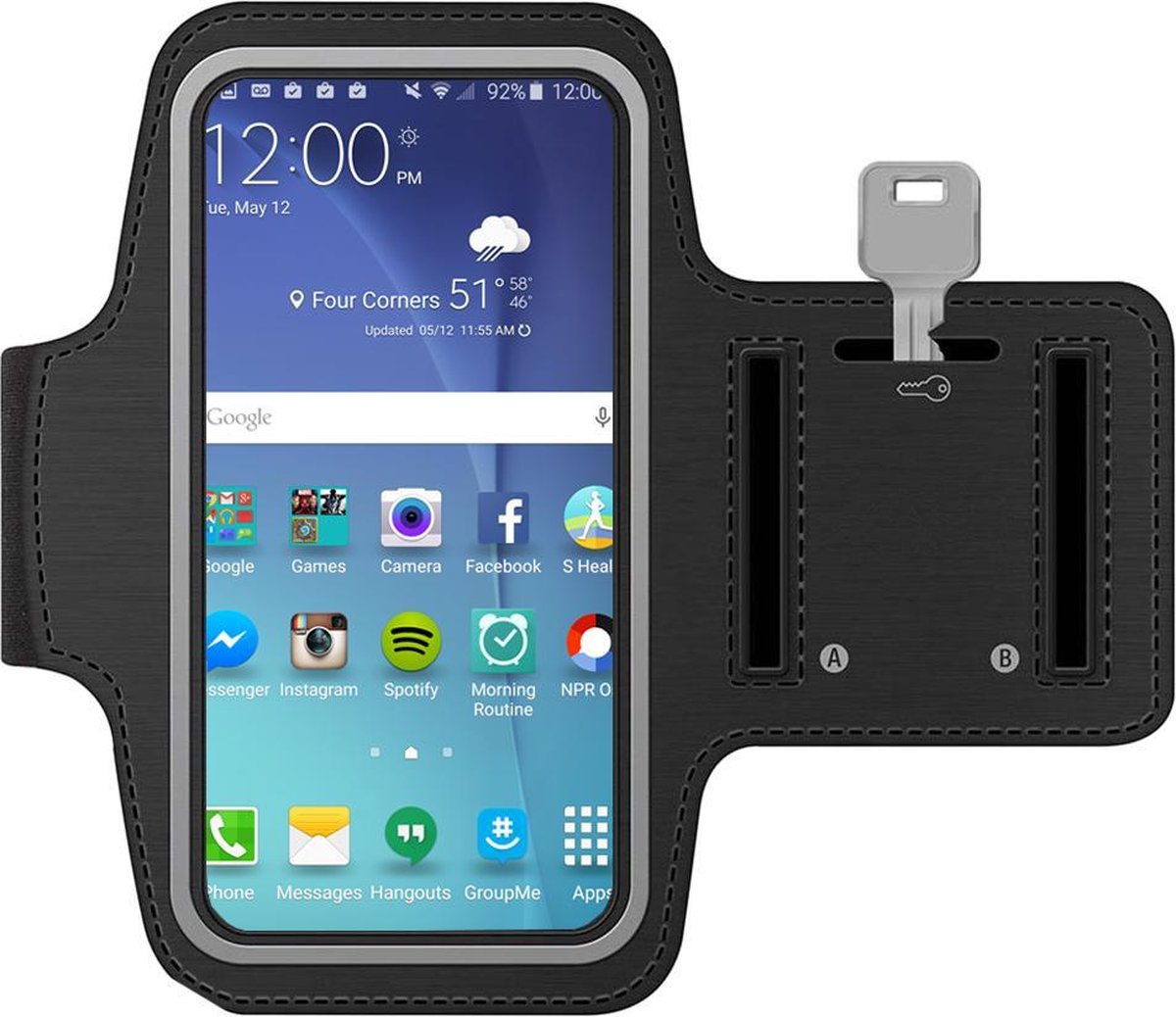 MMOBIEL Hardloop Armband Universeel Zwart - Geschikt voor Apple iPhone, Samsung, Xiaomi, Huawei, Oppo etc - Sportarmband - Hardlooparmband - Smartphone houder - Sportband - Telefoon Houder - Verstelbaar - MMOBIEL