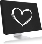 kwmobile hoes voor 20-22" Monitor - beschermhoes voor beeldscherm - Brushed Hart design - wit / zwart