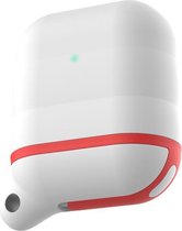 AirPods hoesje van By Qubix - AirPods 1/2 hoesje siliconen waterproof series - soft case - wit + rood