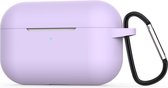 AirPods hoesjes van By Qubix - AirPods Pro siliconen hoesje met karabiner haak - Paars