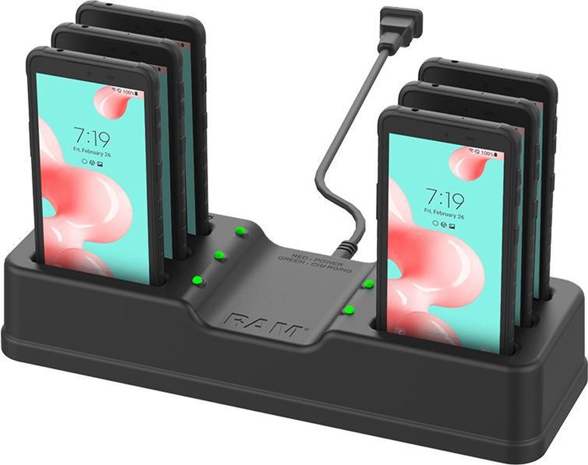 RAM 6-Port Charging Dock voor Samsung XCover 5 - Zwart