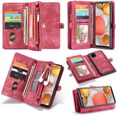 CASEME Luxe Leren Portemonnee hoesje voor de Samsung Galaxy A42 5G - rood