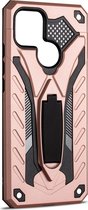 OPPO A15 Hoesje - Mobigear - Armor Stand Serie - Hard Kunststof Backcover - Roségoud - Hoesje Geschikt Voor OPPO A15