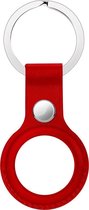 Apple AirTag Hoesje - Mobigear - Keychain Serie - Echt Leer Sleutelhanger - Rood - Hoesje Geschikt Voor Apple AirTag