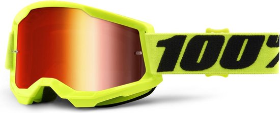 100% Crossbril MTB Strata 2 met Mirror Lens - Fluo Geel
