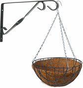 Hanging basket groen 30 cm met klassieke muurhaak groen en kokos inlegvel - metaal - complete hangmand set