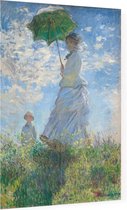 Vrouw met een parasol, Claude Monet - Foto op Plexiglas - 30 x 40 cm