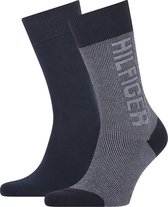 Tommy Hilfiger 2P Seasonal Rib Logo Heren Sokken - Maat 39/42