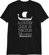 Valheim T-shirt - Allfather Guide Us Through Valheim - Zwart - Maat XL - Heren