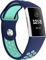 By Qubix - Fitbit Charge 3 & 4 siliconen DOT bandje - Mint / Blauw (Large) - Fitbit charge bandjes