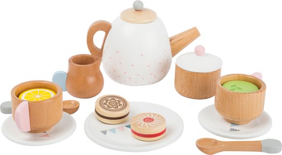 service à thé en bois - Service à thé pour enfants - blanc - 17 pièces -  Jouets en