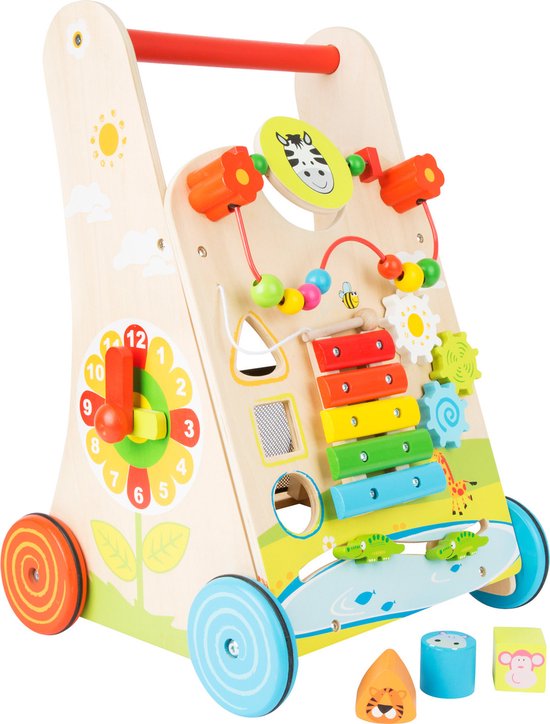 Loopwagen met verschillende leerzame spellen - Multi kleuren - Houten speelgoed vanaf 1 jaar