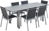 Salon de jardin table extensible - Chicago 210 Gris - Table en aluminium 150/210cm avec rallonge
