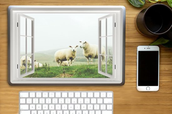 Sticker pour ordinateur portable - 15,6 pouces - Transparent - Herbe - Mouton