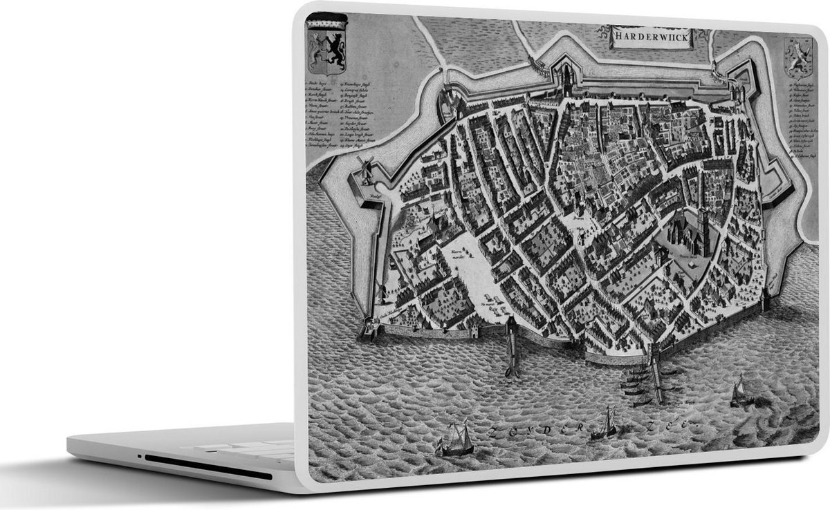 Laptop sticker - 15.6 inch - Kaart - Antiek - Harderwijk - 36x27,5cm - Laptopstickers - Laptop skin - Cover