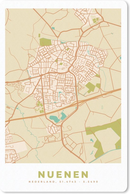 Muismat - Mousepad - Stadskaart - Nuenen - Vintage - 18x27 cm - Muismatten