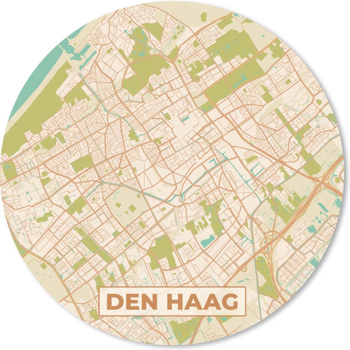 Muismat rond 20x20 cm - Mousepad Stadskaart - Den Haag - Vintage - Ronde muismatten