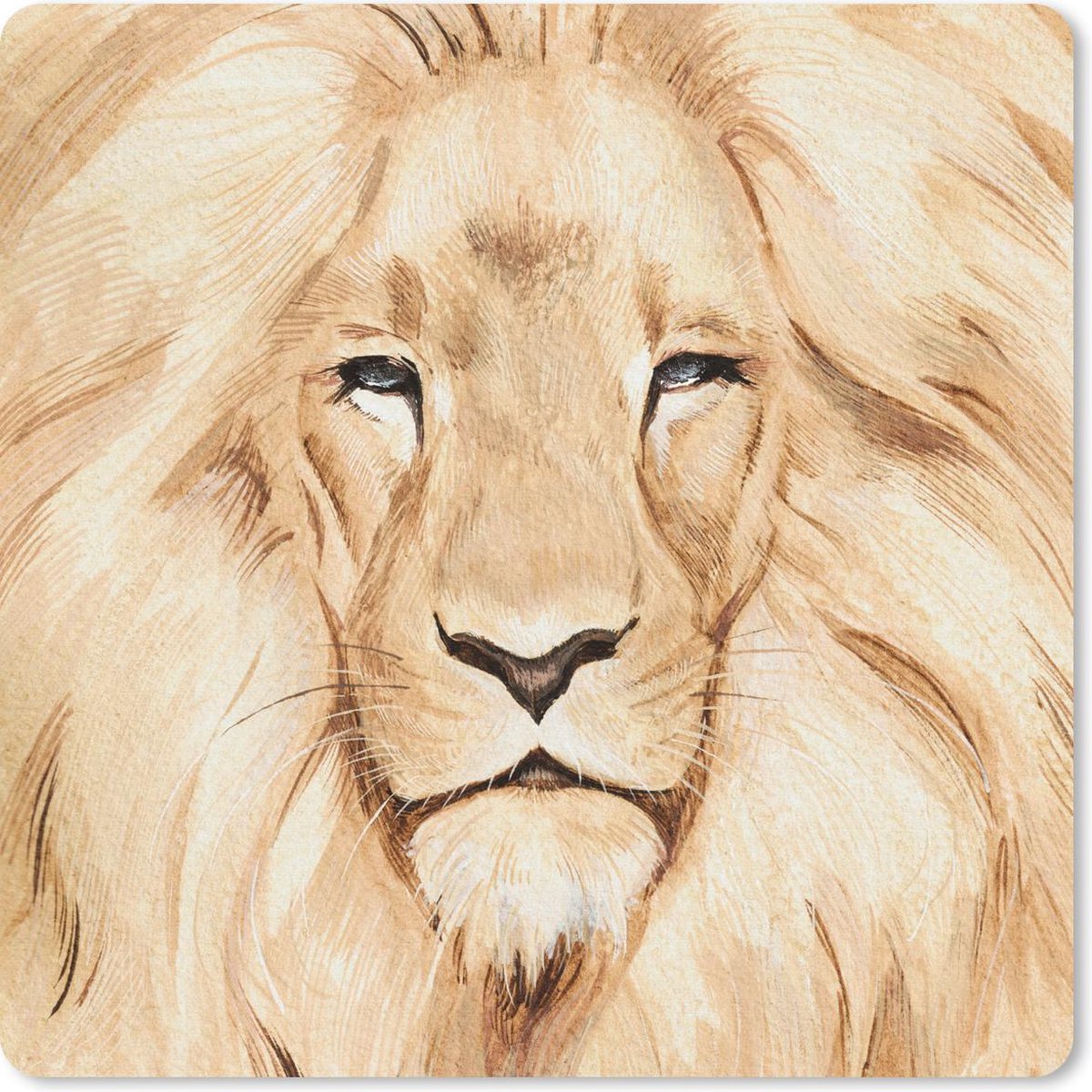 Muismat 20x20 cm - Mousepad Illustratie - Kleur - Leeuw - Muismatten