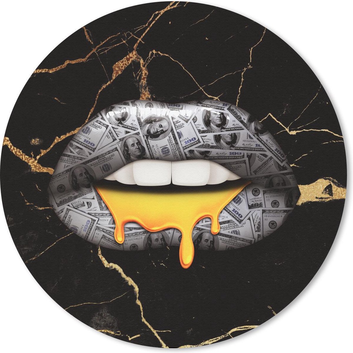 Muismat rond 20x20 cm - Mousepad Lippen - Geld - Abstract - Ronde muismatten