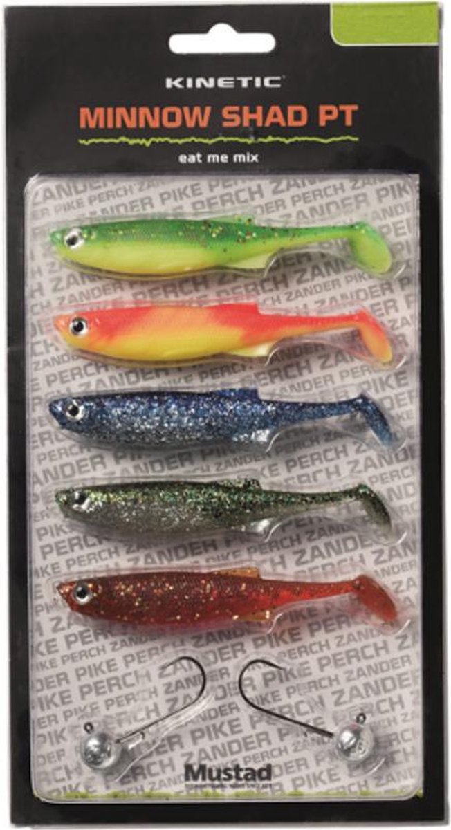 Kinetic Zalm Kunstaas Set 10cm 5 Stuks + Jigkoppen 7,5g