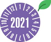 Duurzame keuringssticker met jaartal, ecofoil, 30 mm, 18 stuks per vel 2021
