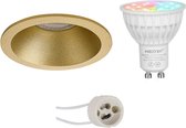 Mi-Light MiBoxer - LED Spot Set GU10 - Smart LED - Wifi LED - Slimme LED - 4W - RGB+CCT - Aanpasbare Kleur - Dimbaar - Primux Pollon Pro - Inbouw Rond - Mat Goud - Verdiept - Ø82mm